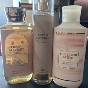 Bath & Body Works Fresh Coconut & Cotton Body Wash Trio